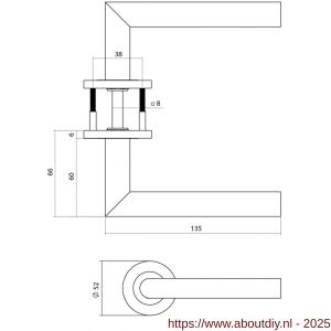 Intersteel 1021 deurkruk gatdeel rechts Q 01 op rozet verdekt diameter 52x6 mm PVD antraciet - A26011277 - afbeelding 2