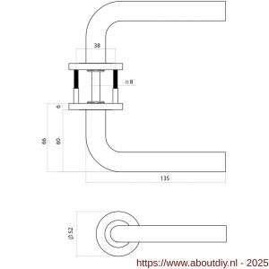 Intersteel 1022 deurkruk gatdeel rechts Q 02 op rozet verdekt diameter 52x6 mm PVD antraciet - A26011232 - afbeelding 2