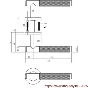Intersteel Living 1269 deurkruk Rombo op rozet verdekt diameter 53x8 mm met nokken antraciet grijs - A26010352 - afbeelding 2