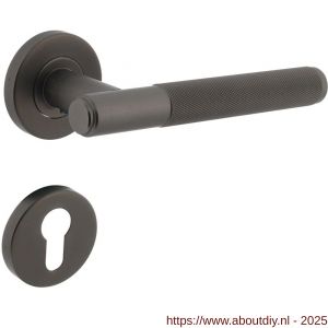 Intersteel 1269 deurkruk Rombo op rozet verdekt diameter 53x8 mm met nokken en cilinderrozetten antraciet grijs - A26010356 - afbeelding 1