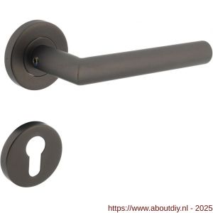 Intersteel 1272 deurkruk Jura op rozet verdekt diameter 53x8 mm met nokken en cilinderrozetten antraciet grijs - A26010362 - afbeelding 1
