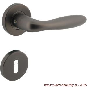 Intersteel 1281 deurkruk Jupiter op rozet verdekt diameter 53x8 mm met nokken en sleutelrozetten antraciet grijs - A26010367 - afbeelding 1