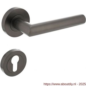 Intersteel 1693 deurkruk Bastian op rozet verdekt diameter 52x10 mm met nokken en cilinderrozetten antraciet grijs - A26010373 - afbeelding 1