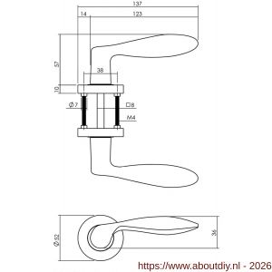 Intersteel Living 1695 deurkruk George op rozet verdekt diameter 52x10 mm met nokken antraciet grijs - A26009985 - afbeelding 2