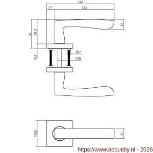 Intersteel 1712 deurkruk gatdeel rechts Minos op rozet verdekt 55x55x10 mm met nokken antraciet grijs - A26010380 - afbeelding 2