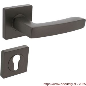 Intersteel 1712 deurkruk Minos op rozet verdekt 55x55x10 mm met nokken en cilinderrozetten antraciet grijs - A26010383 - afbeelding 1