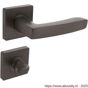 Intersteel 1712 deurkruk Minos op rozet verdekt 55x55x10 mm met nokken en WC-sluiting met stift 8x8 mm antraciet grijs - A26010384 - afbeelding 1