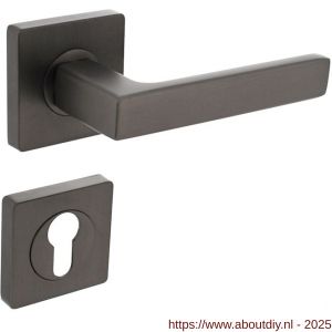 Intersteel 1713 deurkruk Hera op rozet verdekt 55x55x10 mm met nokken en cilinderrozetten antraciet grijs - A26010388 - afbeelding 1