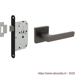 Intersteel Living 1713 set loopslot zwart met deurkruk Hera op rozet 55x55 mm antraciet grijs - A26011061 - afbeelding 1
