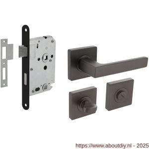 Intersteel Living 1713 set toiletslot 63/8 mm zwart met deurkruk Hera op rozet 55x55 mm en WC-sluiting antraciet grijs - A26011062 - afbeelding 1