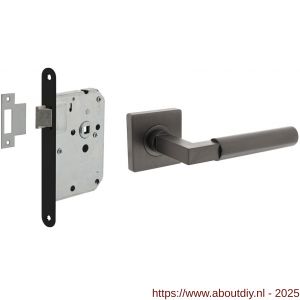 Intersteel Living 1741 set loopslot zwart met deurkruk Baustil op rozet 55x55 mm antraciet grijs - A26011063 - afbeelding 1