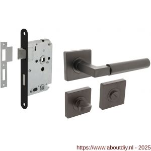 Intersteel Living 1741 set toiletslot 63/8 mm zwart met deurkruk Baustil op rozet 55x55 mm en WC-sluiting antraciet grijs - A26011064 - afbeelding 1