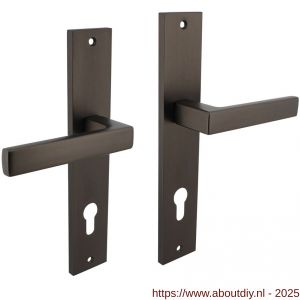 Intersteel 1744 deurkruk Hera op schild rechthoekig 245x45 mm profielcilindergat 78 mm antraciet grijs - A26010431 - afbeelding 1