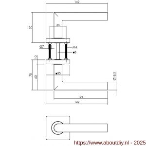Intersteel Living 1747 deurkruk Bastian op rozet verdekt 55x55x10 mm met nokken antraciet grijs - A26011023 - afbeelding 2