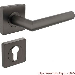 Intersteel 1747 deurkruk Bastian op rozet verdekt 55x55x10 mm met nokken en cilinderrozetten antraciet grijs - A26010808 - afbeelding 1