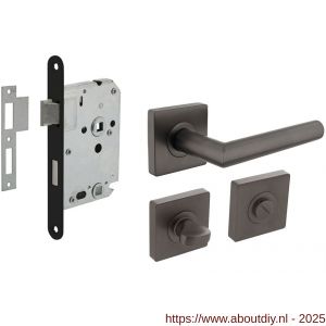 Intersteel Living 1747 set toiletslot 63/8 mm zwart met deurkruk Bastian op rozet 55x55 mm en WC-sluiting antraciet grijs - A26011069 - afbeelding 1
