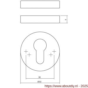 Intersteel 3410 cilinderrozetten verdekt diameter 53x9 mm RVS getrommeld - A26010860 - afbeelding 2