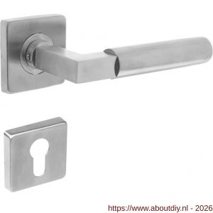Intersteel 0378 deurkruk Baustil op rozet verdekt 53x53x8 mm met nokken en cilinderrozetten RVS - A26005252 - afbeelding 1