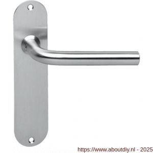 Intersteel 0566 deurkruk Recht diameter 16 mm op schild ovaal 175x41x2 mm WC 72/8 mm RVS - A26000704 - afbeelding 1