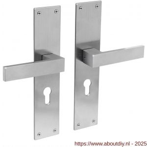 Intersteel Essentials 0571 deurkruk Amsterdam met schild rechthoekig 250x55x2 mm profielcilindergat 55 mm RVS - A26008395 - afbeelding 1