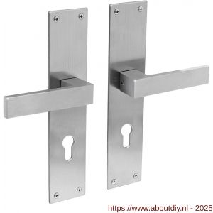 Intersteel 0571 deurkruk Amsterdam met schild rechthoekig 250x55x2 mm profielcilindergat 72 mm RVS - A26008396 - afbeelding 1