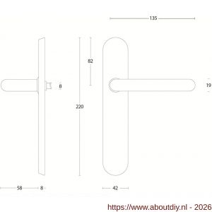 Intersteel Living 0576 deurkruk Rond op schild verdekt ovaal 220x42 mm blind RVS - A26001937 - afbeelding 2