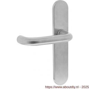Intersteel 0576 deurkruk gatdeel links Rond op schild verdekt ovaal 220x42 mm blind RVS - A26001433 - afbeelding 1