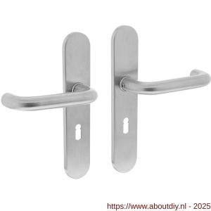 Intersteel Essentials 0576 deurkruk Rond op schild verdekt ovaal 220x42 mm sleutelgat 56 mm RVS - A26001938 - afbeelding 1