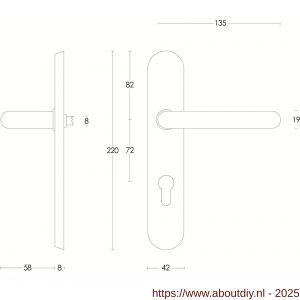 Intersteel Essentials 0576 deurkruk Rond op schild verdekt ovaal 220x42 mm profielcilindergat 72 mm RVS - A26001941 - afbeelding 2