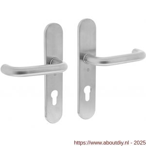 Intersteel Essentials 0576 deurkruk Rond op schild verdekt ovaal 220x42 mm profielcilindergat 72 mm RVS - A26001941 - afbeelding 1