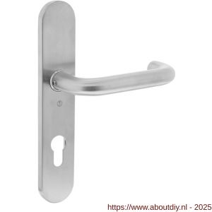 Intersteel 0576 deurkruk gatdeel rechts Rond op schild verdekt ovaal 220x42 mm profielcilindergat 72 mm RVS - A26005270 - afbeelding 1