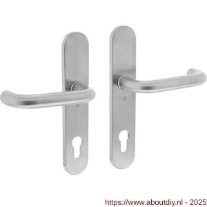 Intersteel 0576 deurkruk Rond op schild verdekt ovaal 220x42 mm profielcilindergat 92 mm RVS - A26005272 - afbeelding 1