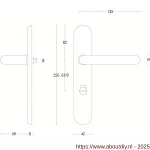Intersteel Essentials 0576 deurkruk Rond op schild verdekt ovaal 220x42 mm WC 63/8 mm RVS - A26001942 - afbeelding 2