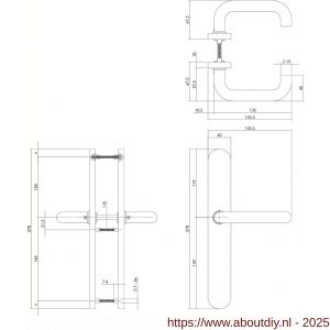Intersteel 0579 deurkruk Rond op XL schild verdekt ovaal 278x40 mm blind RVS - A26005276 - afbeelding 2