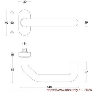 Intersteel Living 0602 deurkruk Verkropt op rozet verdekt ovaal 65x30x10 mm RVS - A26000484 - afbeelding 2