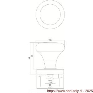 Intersteel Living 0610 knopkruk Paddenstoel op rozet met ring RVS - A26000490 - afbeelding 2
