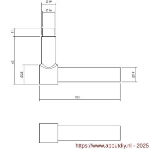 Intersteel 0632 deurkruk gatdeel L-model recht voor espagnolet RVS - A26005288 - afbeelding 2