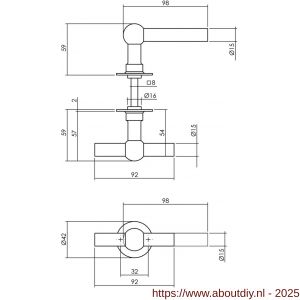 Intersteel Living 0633 deurkruk L/T bol met rozet diameter 42x2 mm RVS - A26010127 - afbeelding 2