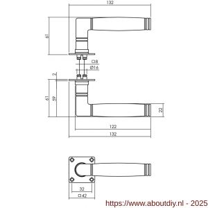 Intersteel Living 0639 deurkruk Ton 212 met rozet 42x42x2 mm RVS - A26010128 - afbeelding 2