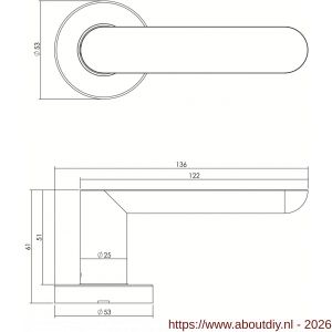 Intersteel Living 0643 deurkruk Strak elegant op rozet verdekt diameter 53x10 mm RVS - A26000514 - afbeelding 2