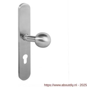 Intersteel 0661 knopschild ovaal verdekt XL rechts 278x40x10 mm met nokken en vaste knop bol-schuin profielcilindergat 72 mm RVS - A26005301 - afbeelding 1