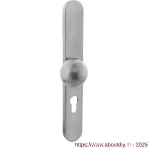 Intersteel 0661 knopschild ovaal verdekt XL links 278x40x10 mm met nokken en vaste knop bol-schuin profielcilindergat 72 mm RVS - A26005302 - afbeelding 1