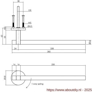 Intersteel 0719 deurkruk gatdeel rechts Shiraat by Grand en Johnson op rozet verdekt diameter 55x8 mm RVS - A26011291 - afbeelding 2
