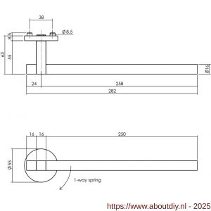 Intersteel 0719 deurkruk gatdeel rechts Shiraat by Grand en Johnson op rozet met schroefgaten diameter 55x8 mm RVS - A26011292 - afbeelding 2