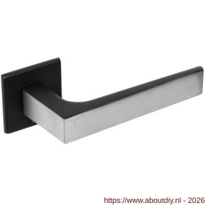 Intersteel 0723 deurkruk gatdeel rechts Moors No.1 met rozet verdekt 50x50x5 mm met nokken RVS-structuur zwart - A26001508 - afbeelding 1