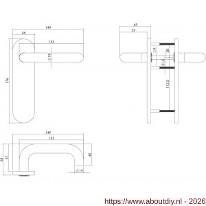 Intersteel Essentials 0775 deurkruk Rond brandvertragend met stift 9x9 mm op schild verdekt ovaal 176x46 mm blind RVS - A26000963 - afbeelding 2