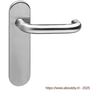 Intersteel Essentials 0775 deurkruk Rond brandvertragend met stift 9x9 mm op schild verdekt ovaal 176x46 mm blind RVS - A26000963 - afbeelding 1
