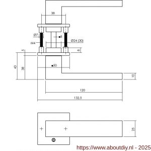Intersteel Living 0923 deurkruk Amsterdam met rozet verdekt 50x50x5 mm met nokken RVS - A26011021 - afbeelding 2