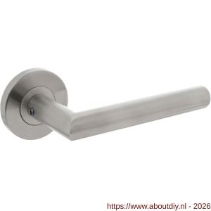 Intersteel 1012 deurkruk gatdeel rechts Jura op rozet verdekt diameter 55x8 mm met nokken EN 1906/3 RVS - A26005483 - afbeelding 1