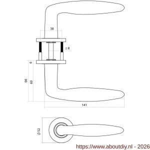 Intersteel 1023 deurkruk gatdeel rechts Q 03 op rozet verdekt diameter 52x6 mm RVS - A26011218 - afbeelding 2